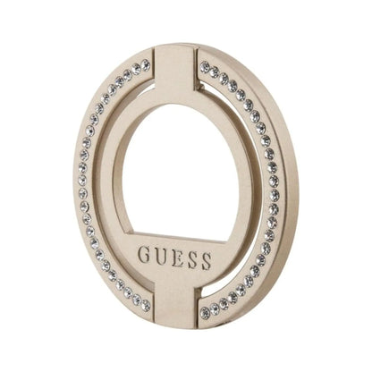 Guess GUMRSALDGD Hülle Ringständer Strass Gold Für Magsafe