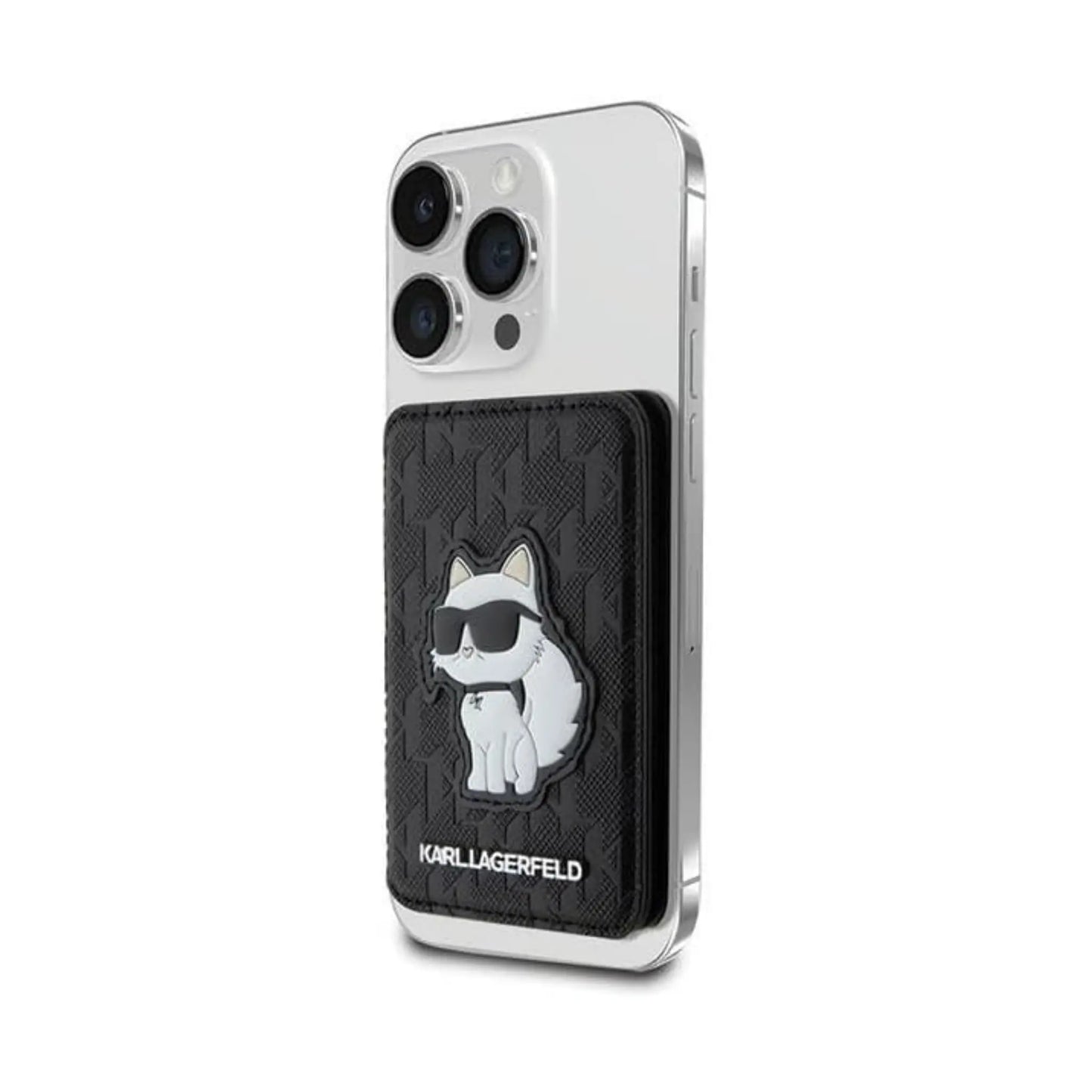 Karl Lagerfeld Wallet KLWMSPSAKHCK Saffiano Monogram Choupette MagSafe Schwarz – Für iPhone
