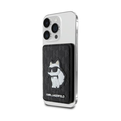 Karl Lagerfeld Wallet KLWMSPSAKHCK Saffiano Monogram Choupette MagSafe Schwarz – Für iPhone