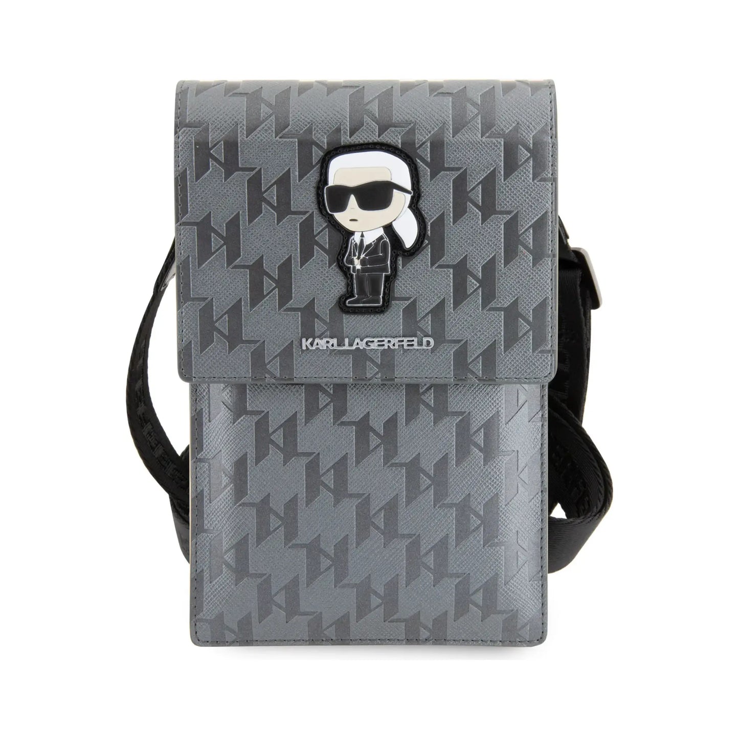 Karl Lagerfeld Saffiano Monogramm Ikonik Tasche - Silber