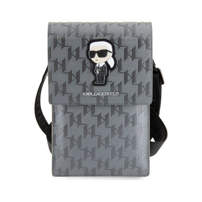 Karl Lagerfeld Saffiano Monogramm Ikonik Tasche - Silber