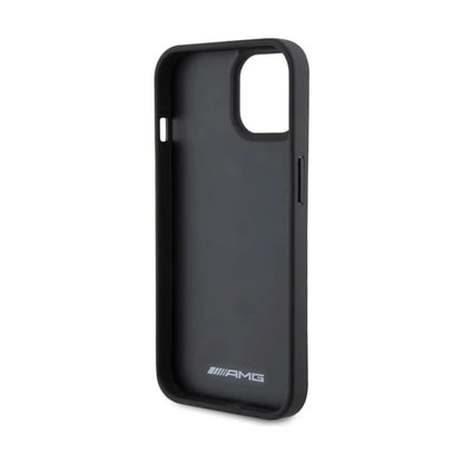 AMG iPhone 15 Hülle, Schwarz – Leder Geprägte Linien