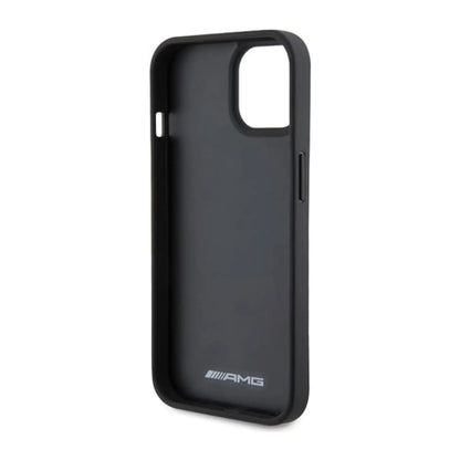 AMG iPhone 15 Plus Hülle, Schwarz – Leder Geprägte Linien