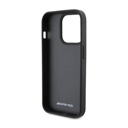 AMG Hülle AMHCP15LGSEBK Leather Debossed Lines Schwarz – iPhone 15 Pro