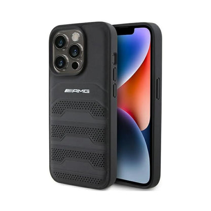 Mercedes-AMG Hülle Leder Geprägte Linien Schwarz – iPhone 15 Pro Max
