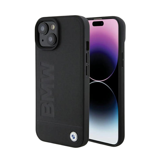 BMW Hülle Leather Hot Stamp Schwarz – iPhone 15