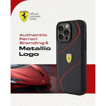 Ferrari Twist Metal Case, Schwarz – iPhone 15 Pro