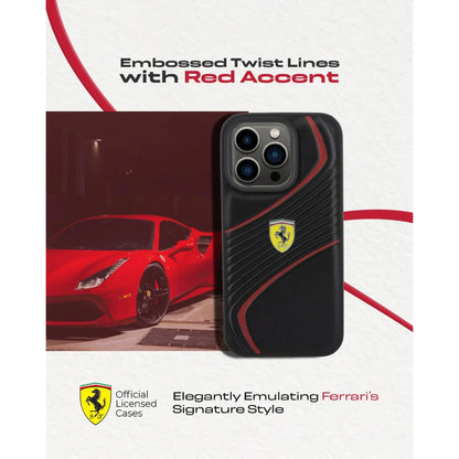 Ferrari Twist Metal Case, Schwarz – iPhone 15 Pro