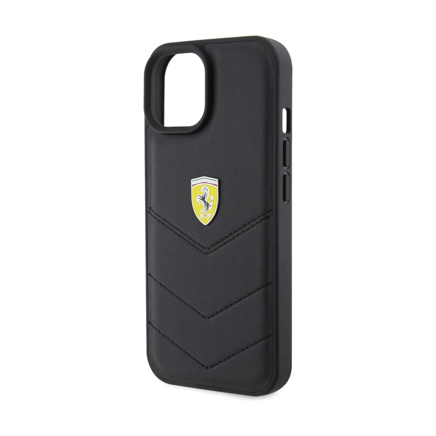 Ferrari Hülle Gestepptes Metalllogo Schwarz – iPhone 15
