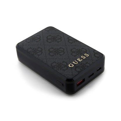 Guess Powerbank GUPB10DP4GEGK 10000mAh 18W 4G Leder Metall Logo - Schwarz