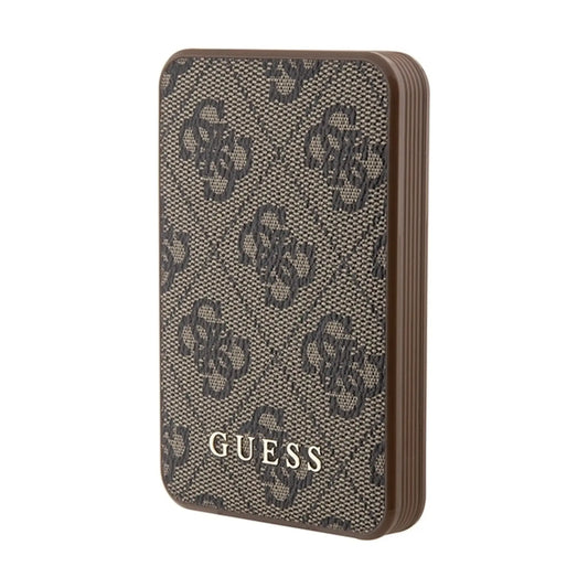 Guess Powerbank GUPB5LP4GEGW 5000mAh 15W 4G Leder Metall Logo - Braun