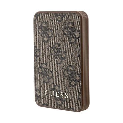 Guess Powerbank GUPB5LP4GEGW 5000mAh 15W 4G Leder Metall Logo - Braun