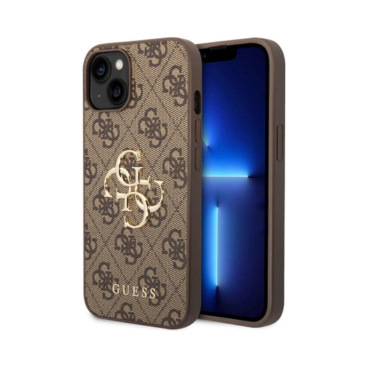 Guess Hülle 4G Big Metal Logo Braun - iPhone 15