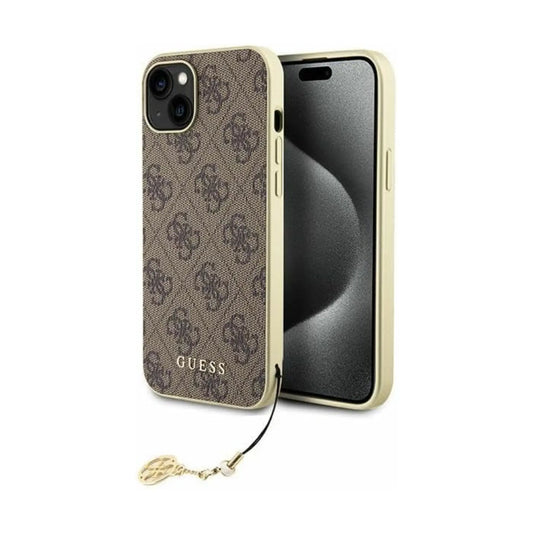 Guess GUHCP15SGF4GBR Hülle 4G Charms Collection Braun - iPhone 15