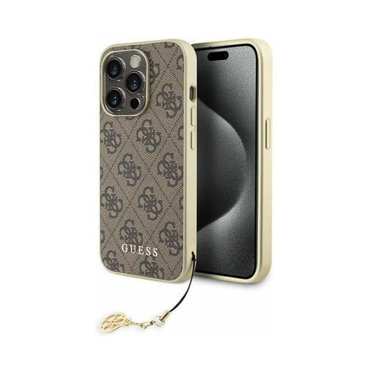 Guess GUHCP15LGF4GBR Hülle 4G Charms Collection Braun - iPhone 15 Pro
