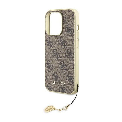 Guess GUHCP15LGF4GBR Hülle 4G Charms Collection Braun - iPhone 15 Pro