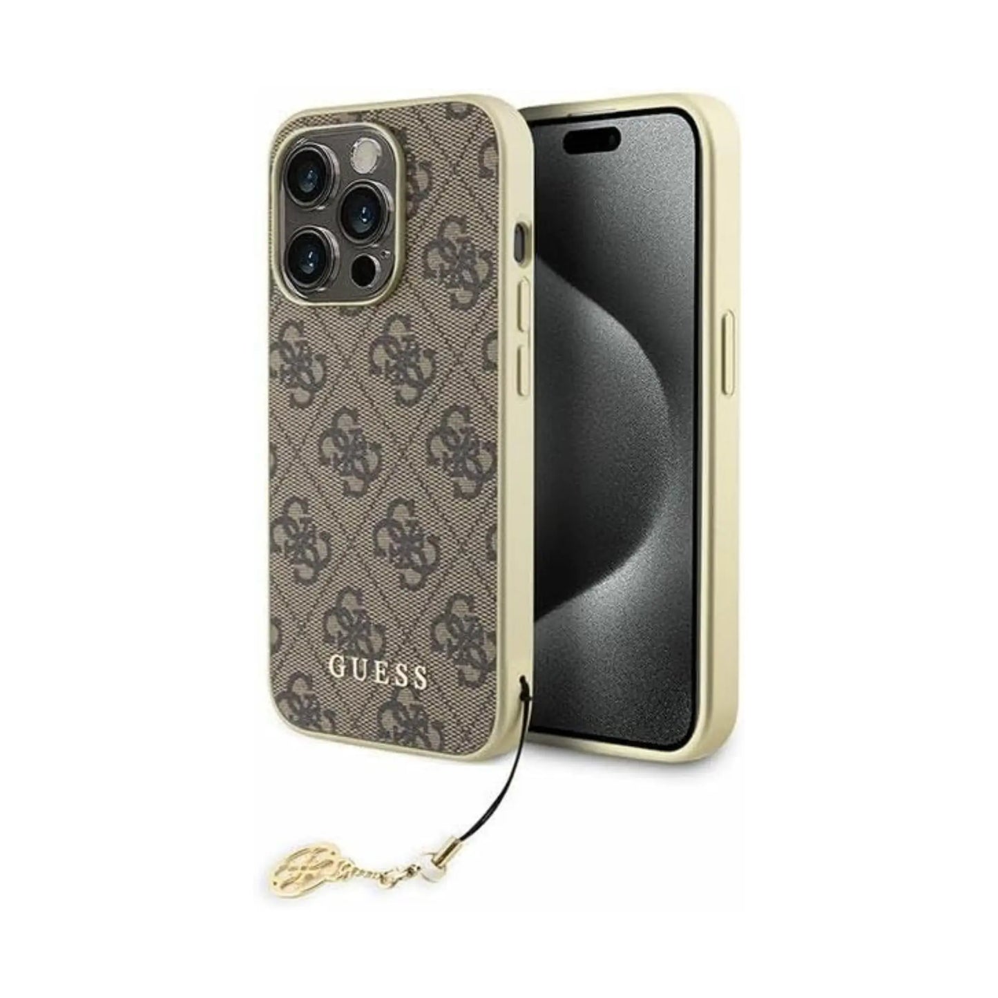 Guess GUHCP15XGF4GBR Hülle 4G Charms Collection Braun - iPhone 15 Pro Max