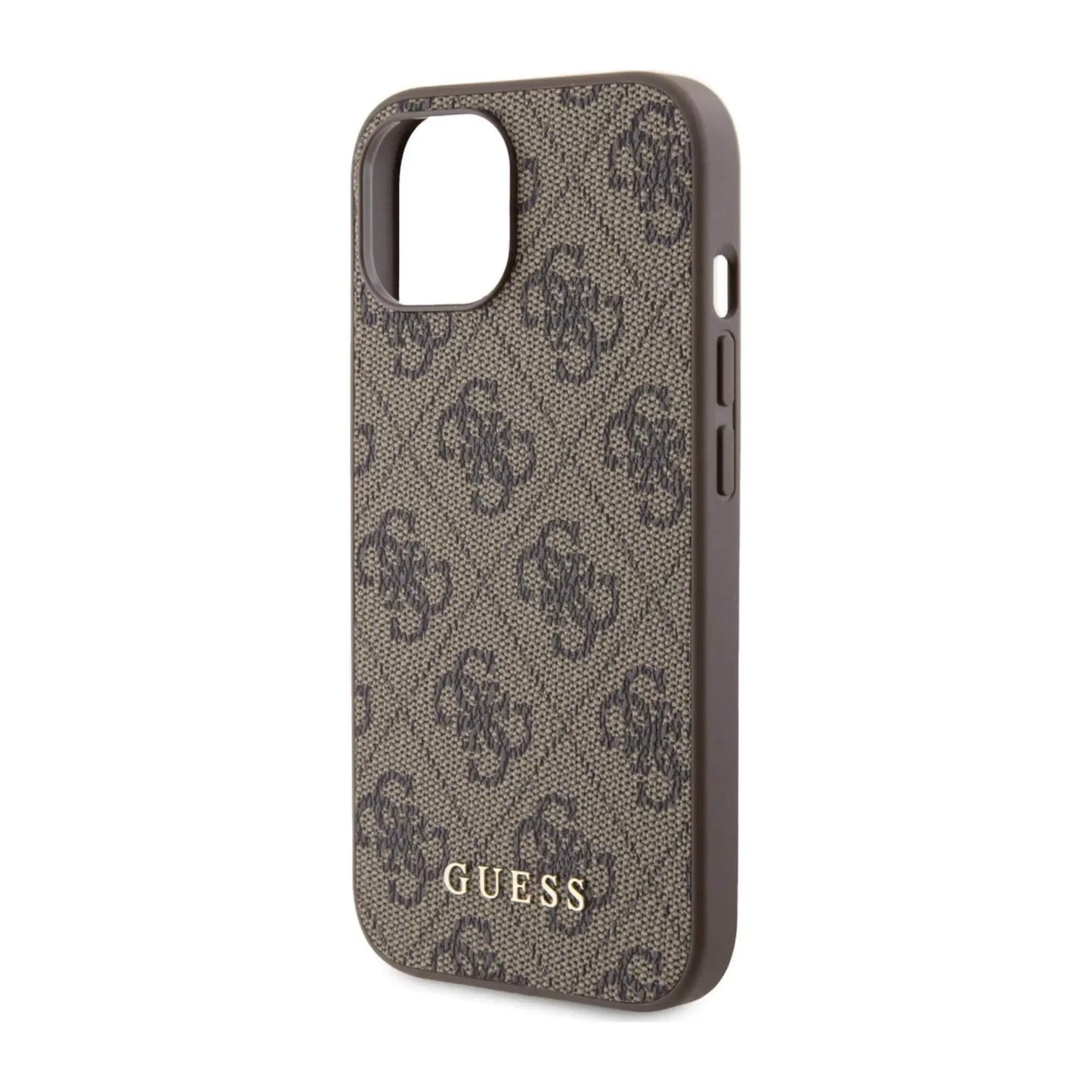 Guess Hülle 4G Metal Gold Logo Braun – iPhone 15