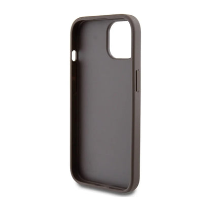 Guess Hülle 4G Metal Gold Logo Braun – iPhone 15