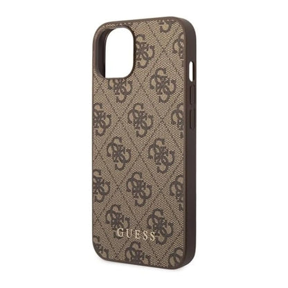 Guess iPhone 15 Plus Hülle, Braun – 4G Metal Gold Logo