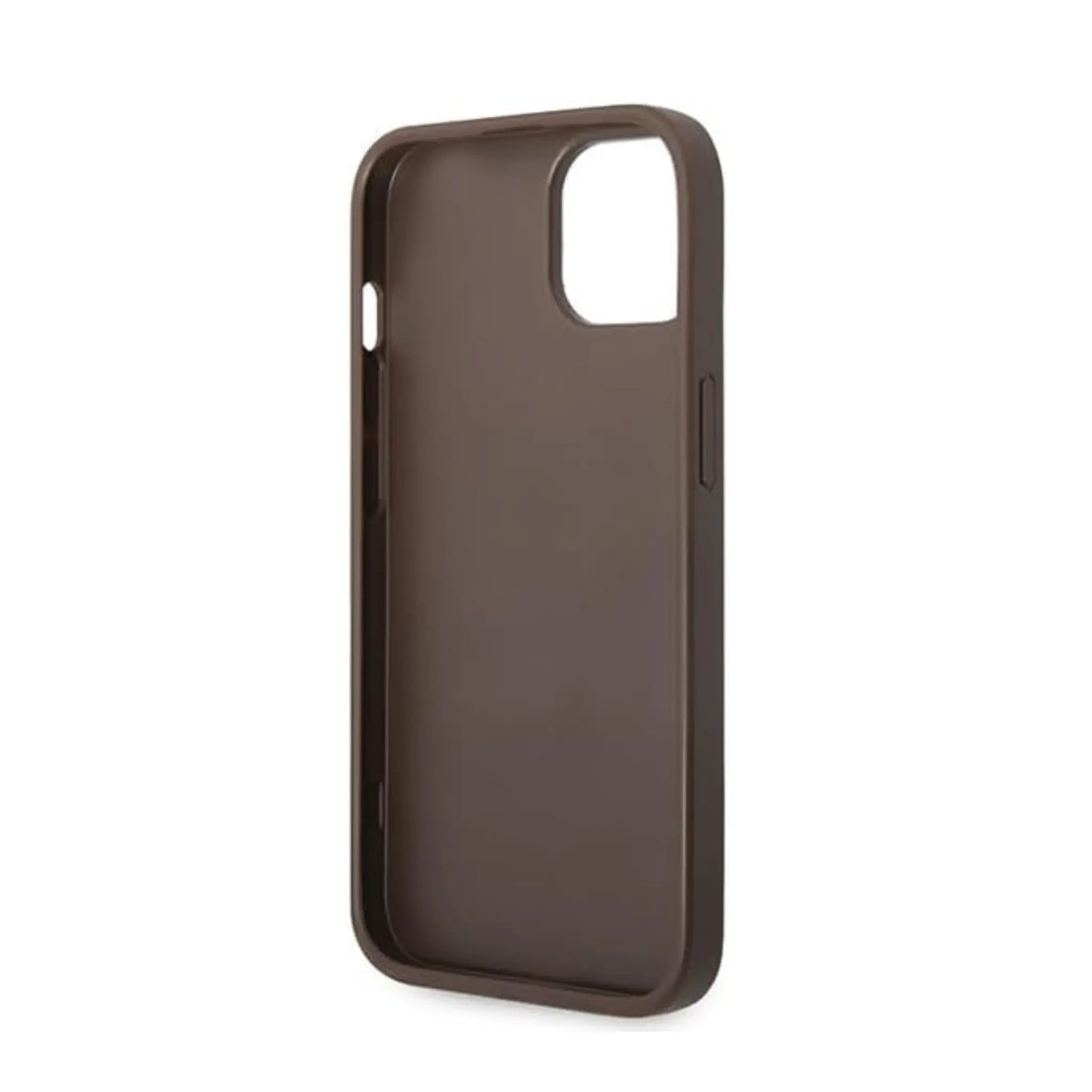 Guess iPhone 15 Plus Hülle, Braun – 4G Metal Gold Logo