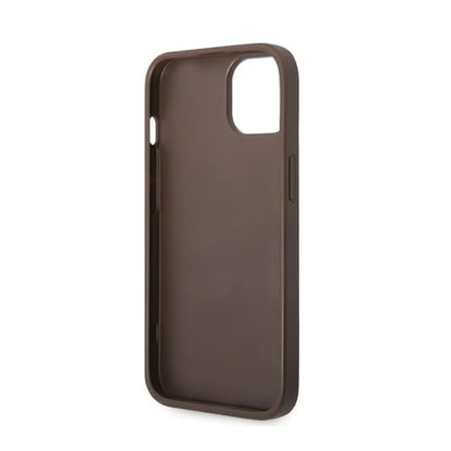 Guess iPhone 15 Plus Hülle, Braun – 4G Metal Gold Logo