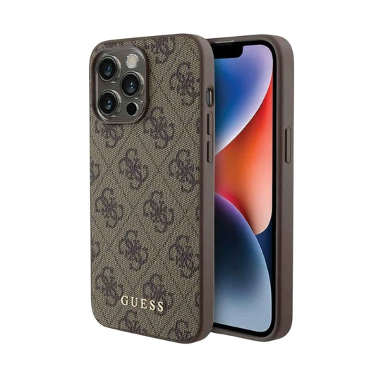 Guess 4G Gold Logo Case, Braun - iPhone 15 Pro Max