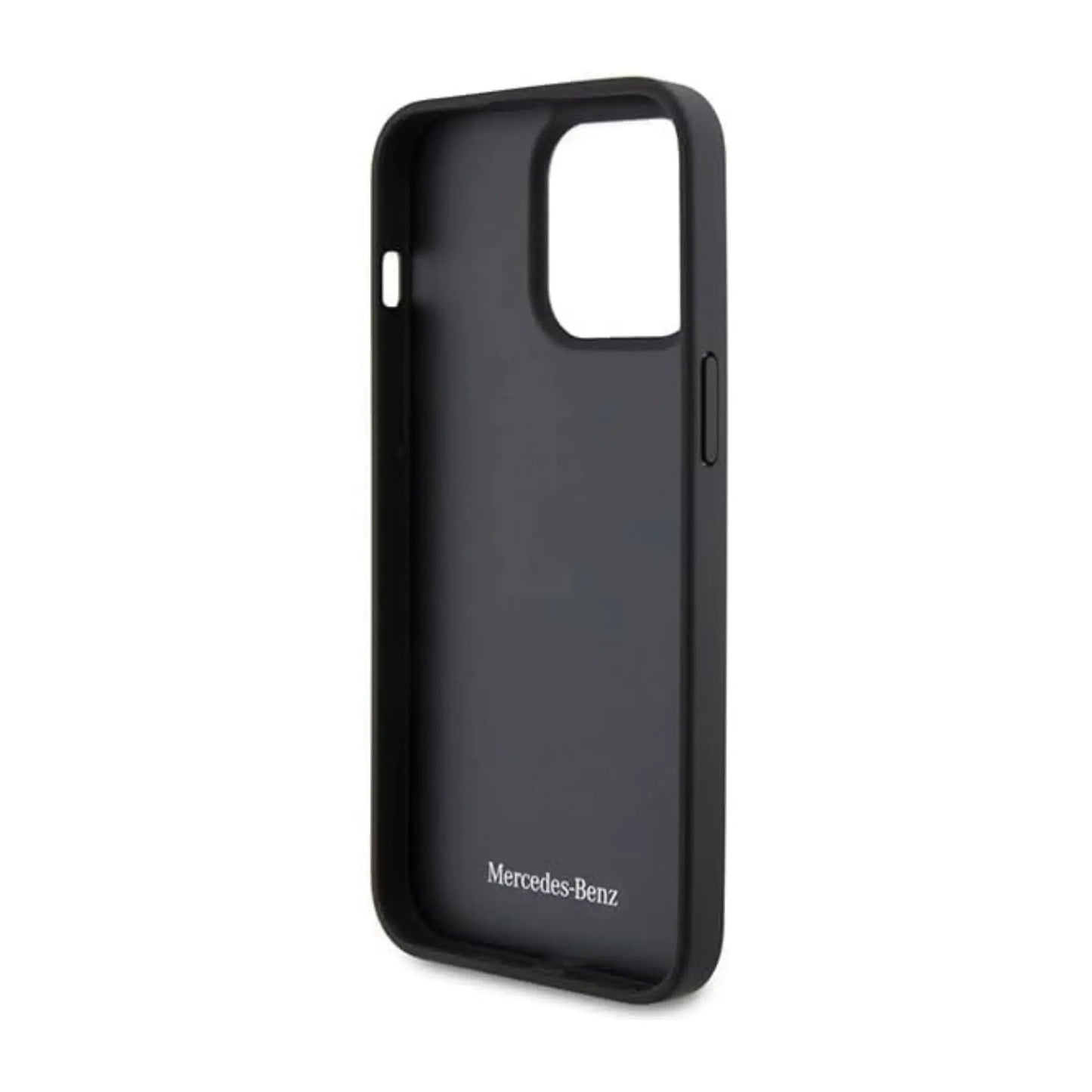 Mercedes iPhone 15 Pro Hülle, Weinrot – Echtleder Stern Logo