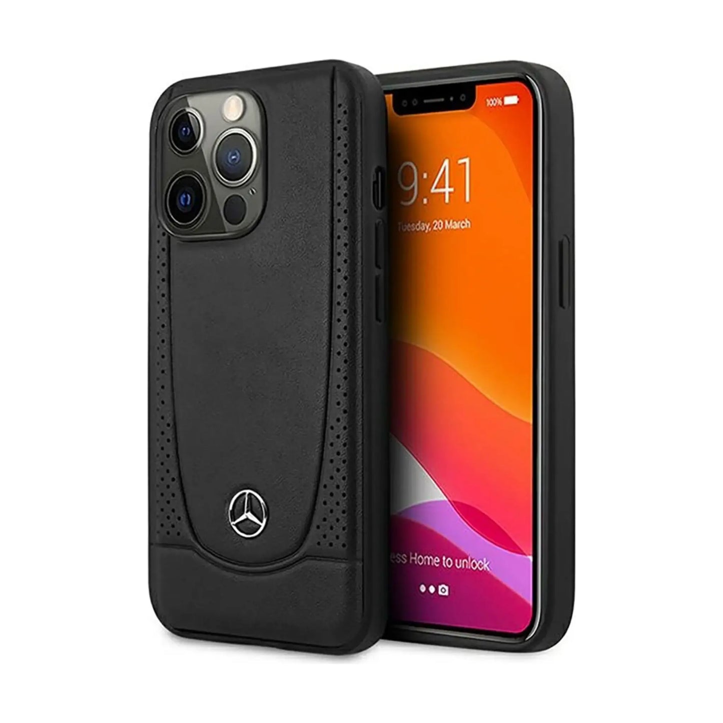 Mercedes Hülle Leather Star Logo Schwarz – iPhone 15 Pro Max