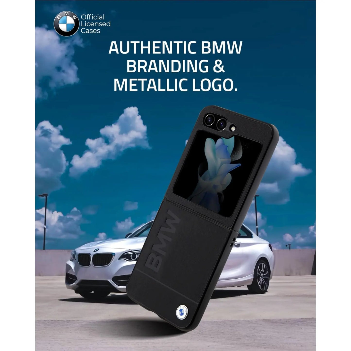 BMW Hülle Leder Hot Stamp Schwarz – Galaxy Z Flip 5