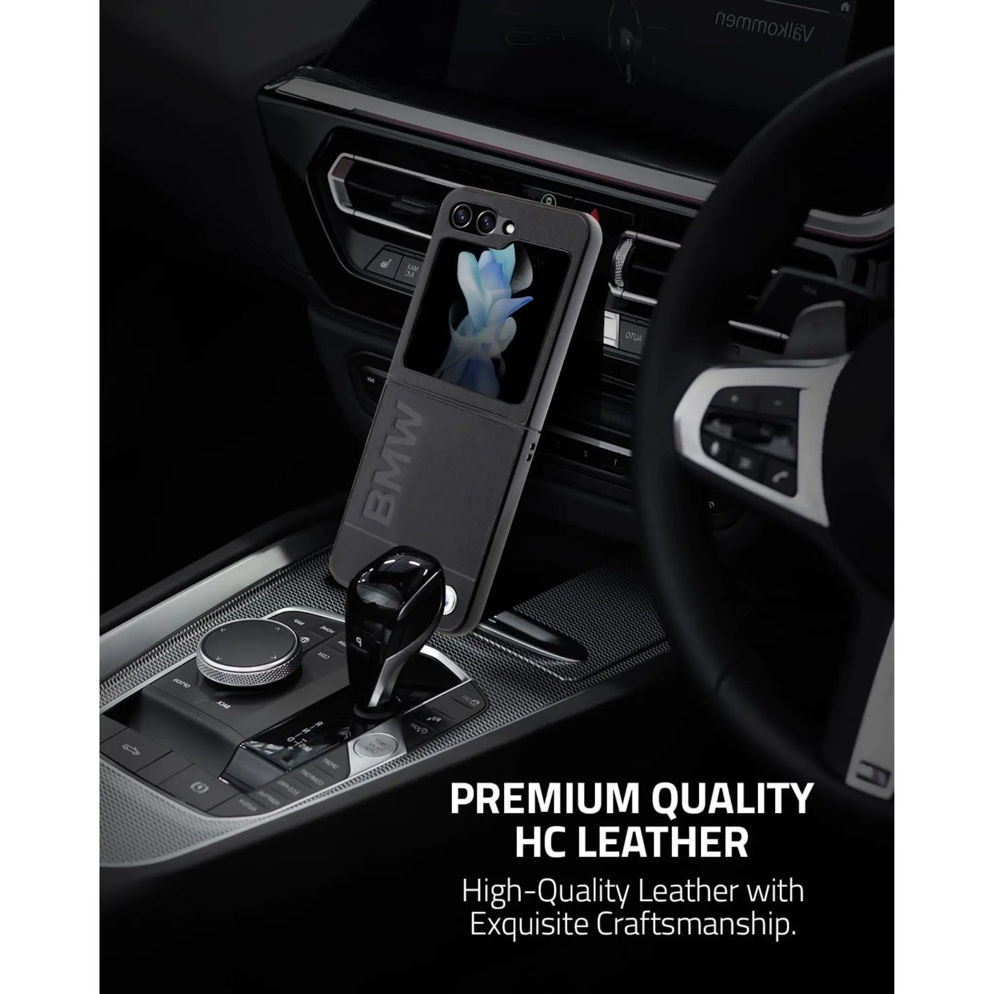 BMW Hülle Leder Hot Stamp Schwarz – Galaxy Z Flip 5