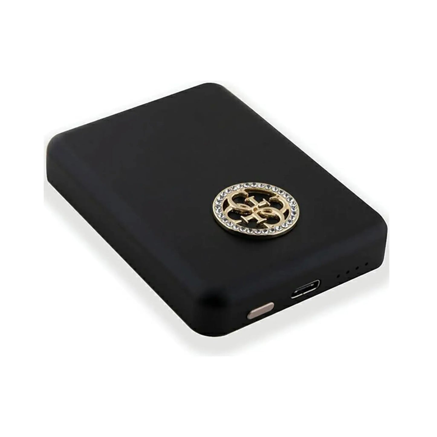 Guess Powerbank 5000mAh 15W 4G Strass Metall Logo für Magsafe - Schwarz