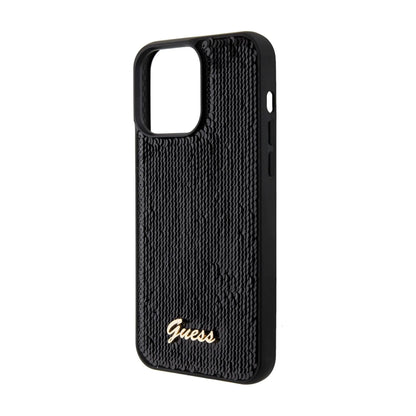 Guess Sequin Script Metal Case Schwarz – iPhone 15 Pro