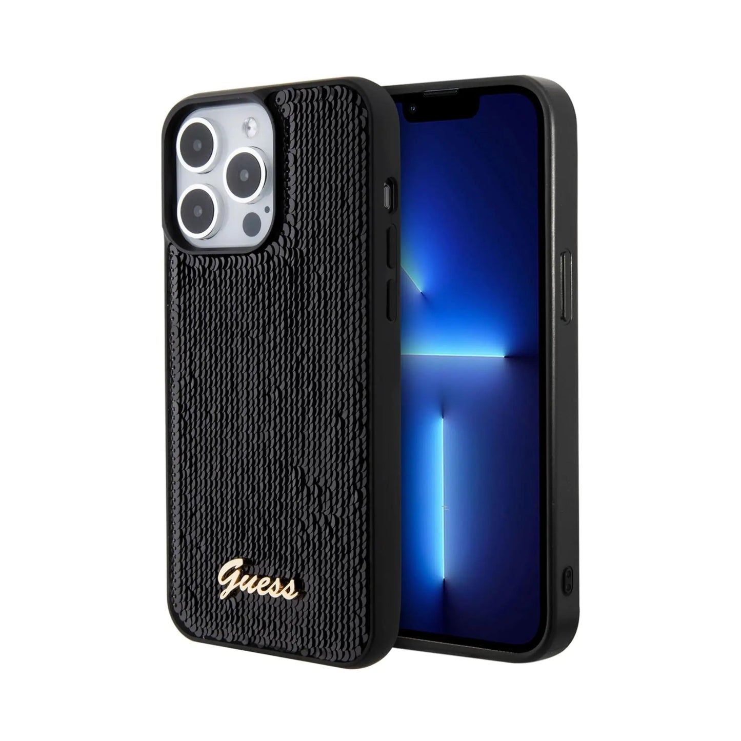 Guess Hülle Sequin Script Metal Schwarz - iPhone 15 Pro Max