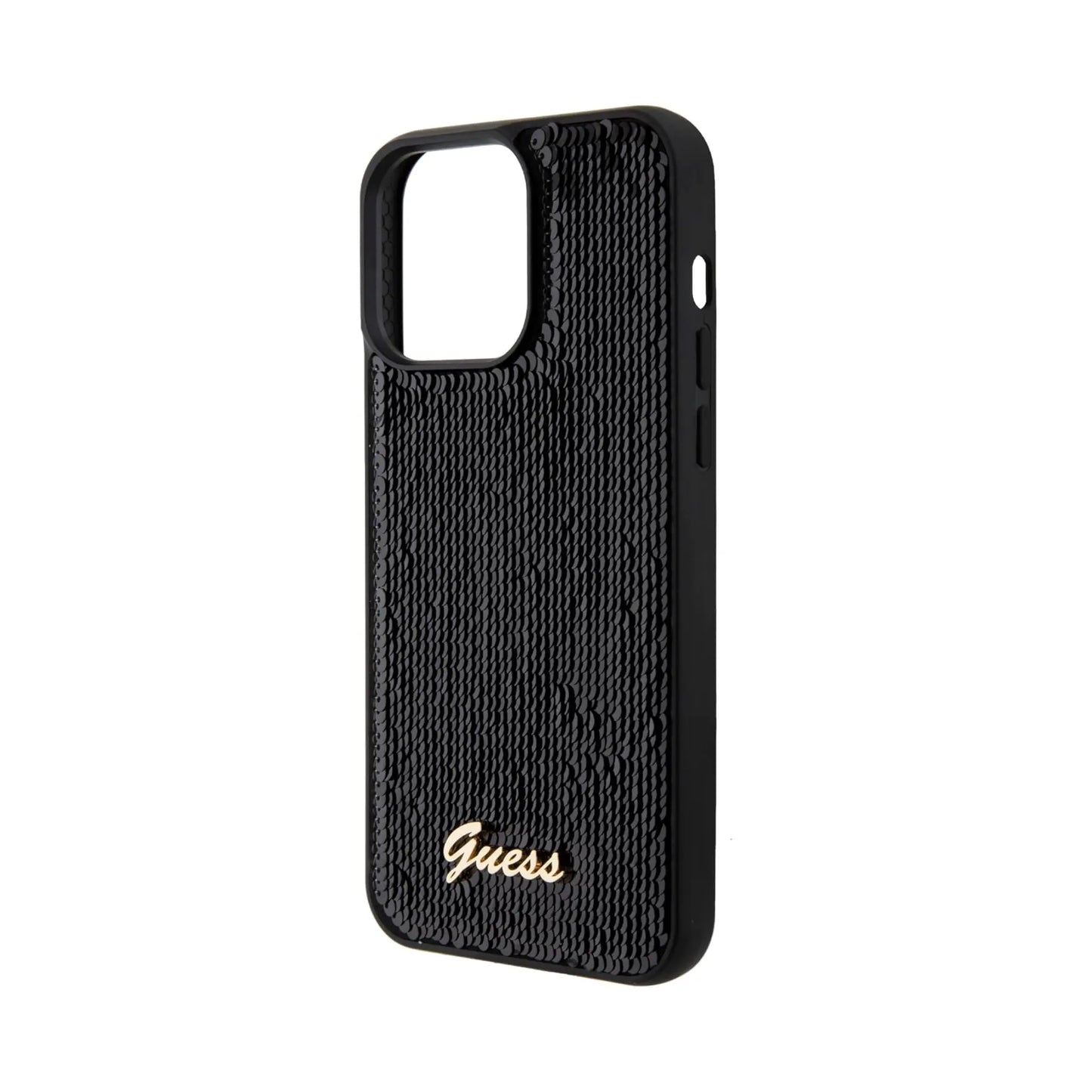 Guess Hülle Sequin Script Metal Schwarz - iPhone 15 Pro Max
