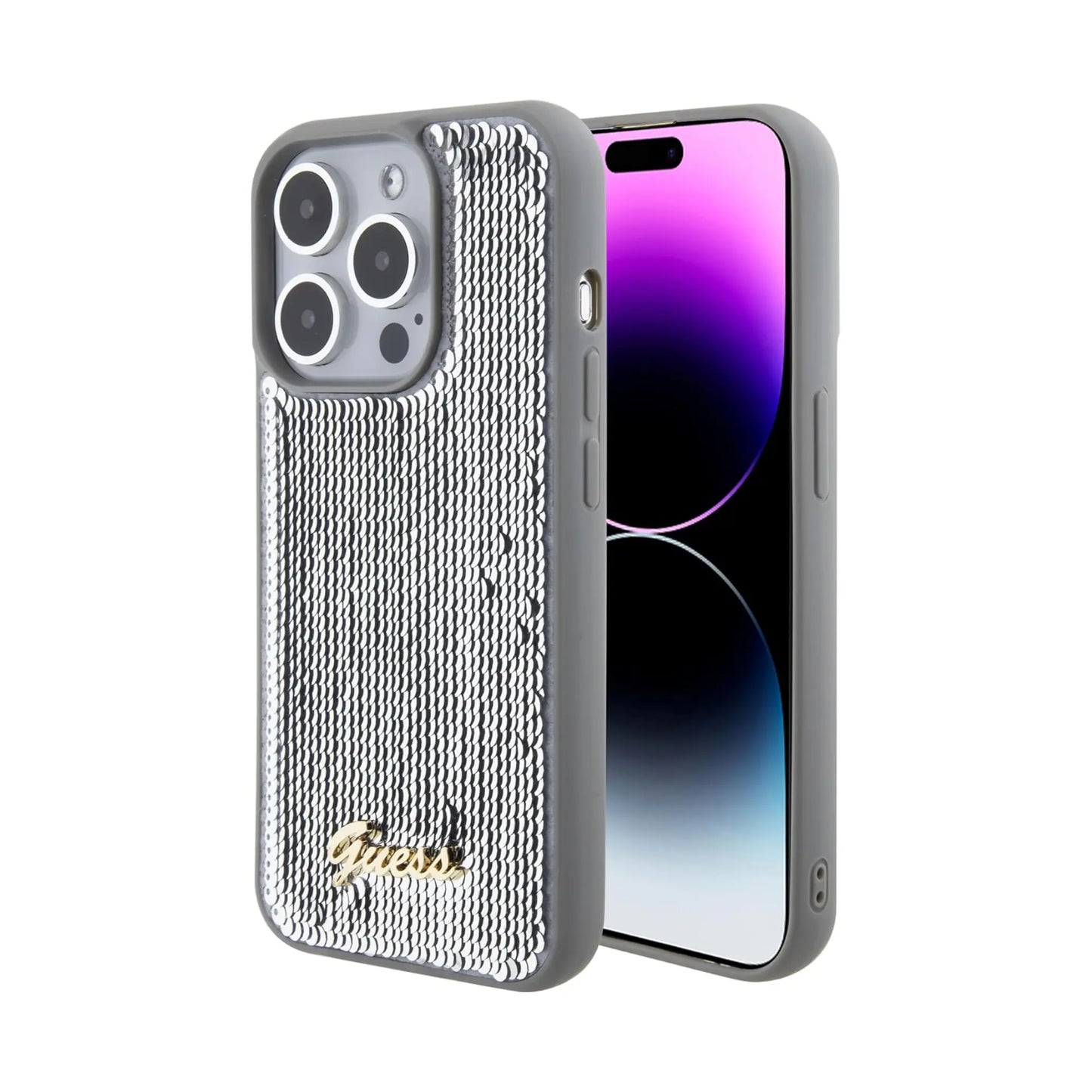 Guess Hülle Sequin Script Metal Silber - iPhone 15 Pro Max