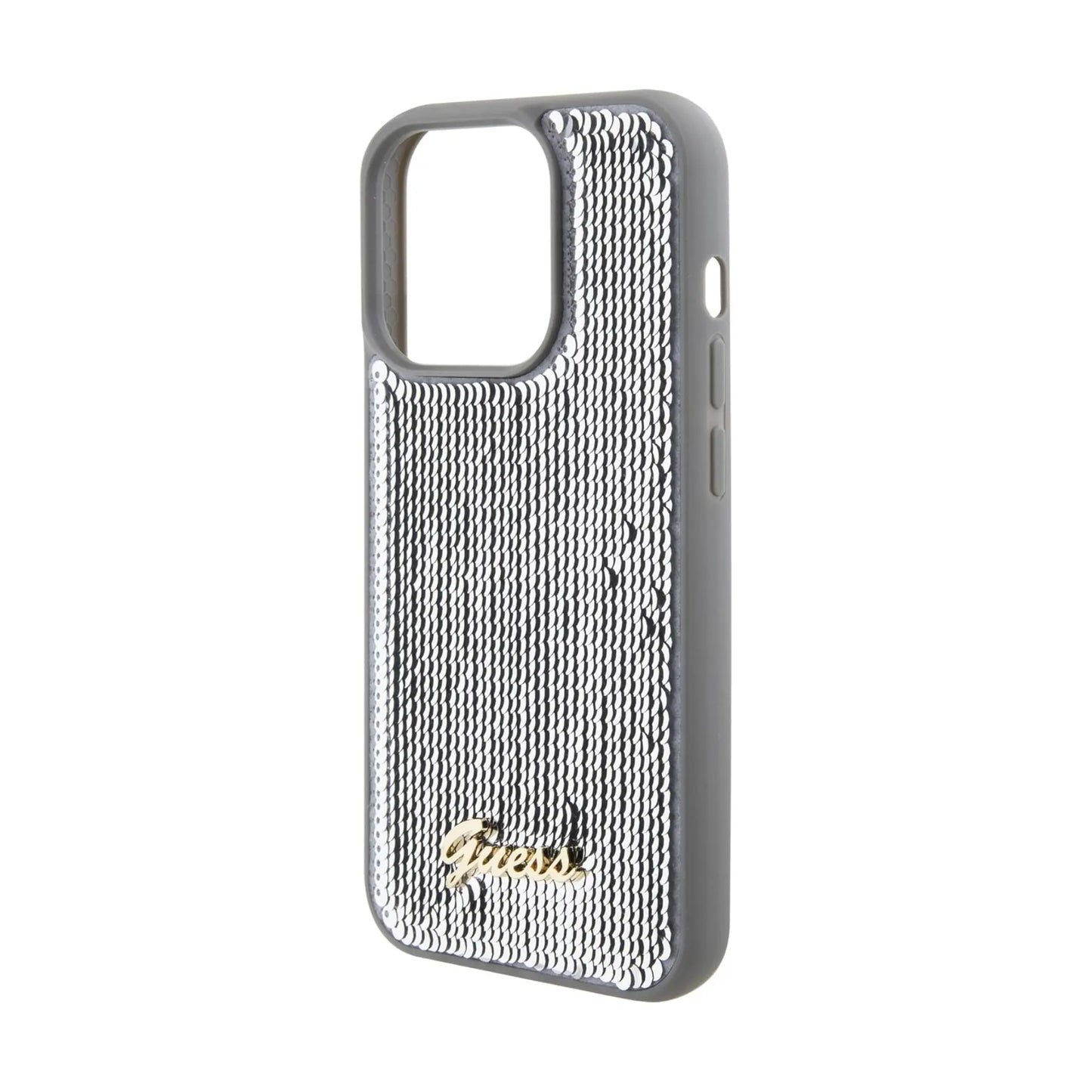 Guess Hülle Sequin Script Metal Silber - iPhone 15 Pro Max