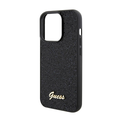 Guess Sequin Script Metal Hülle Schwarz – iPhone 15 Pro