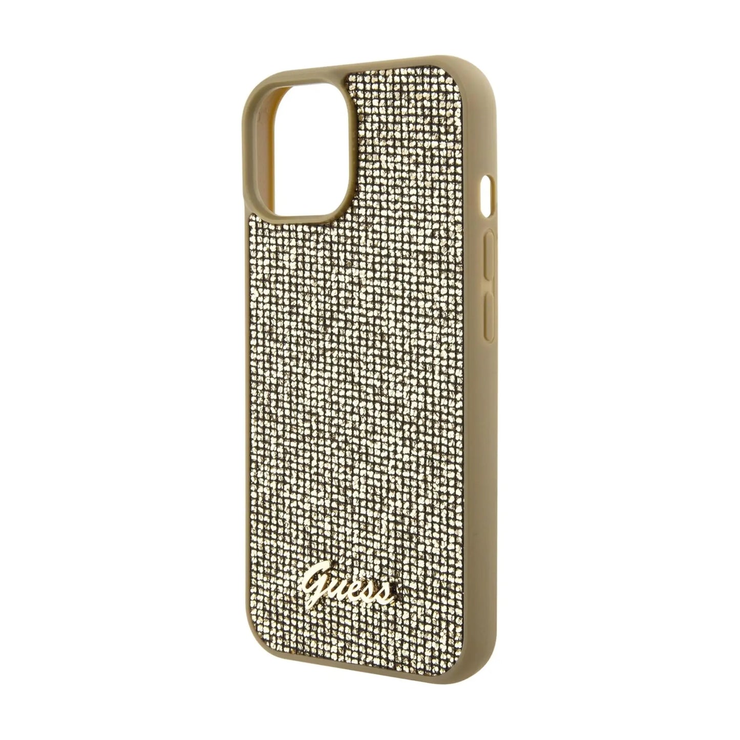Guess Metal Script Hülle Disco Gold – iPhone 15