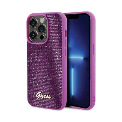 Guess Disco Metal Script Hülle Fuchsia – iPhone 15 Pro