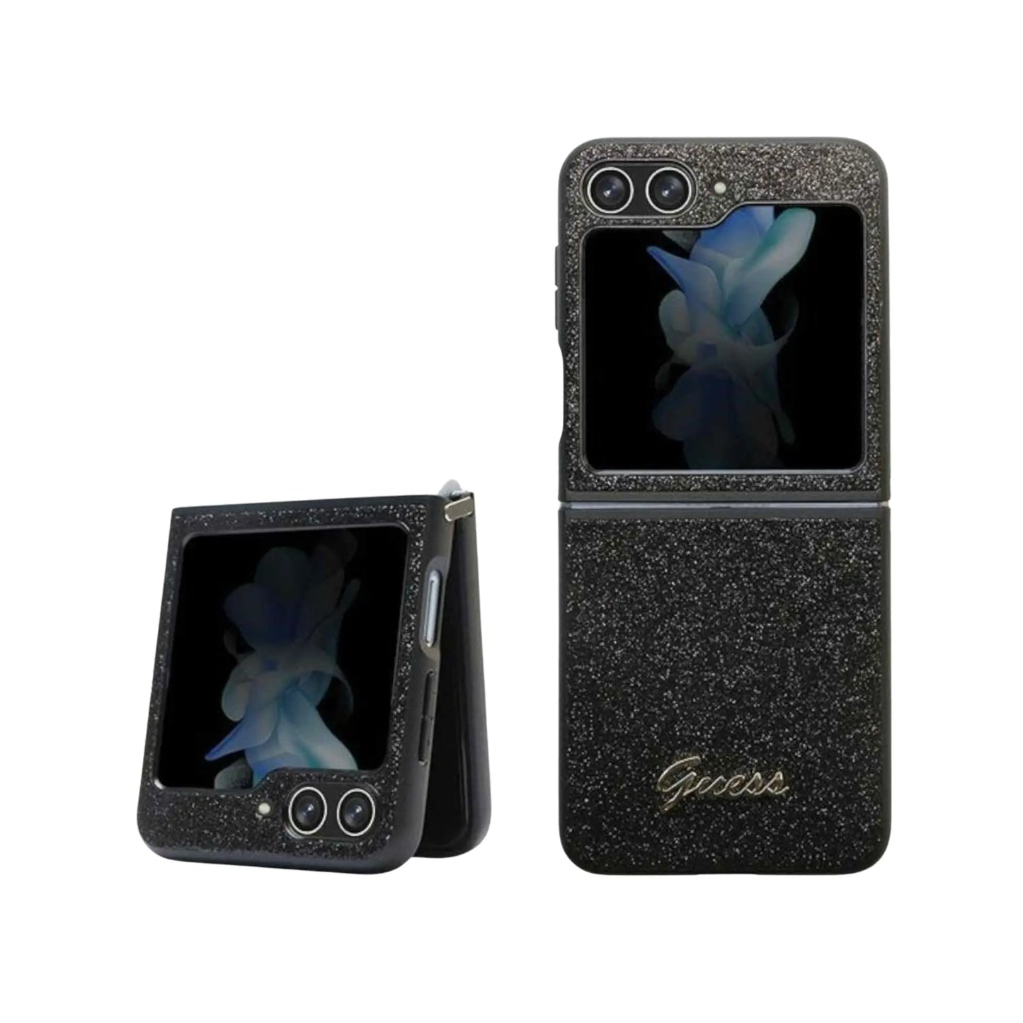 Guess Hülle Glitter Script Schwarz - Galaxy Z Flip5