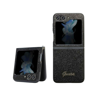 Guess Hülle Glitter Script Schwarz - Galaxy Z Flip5