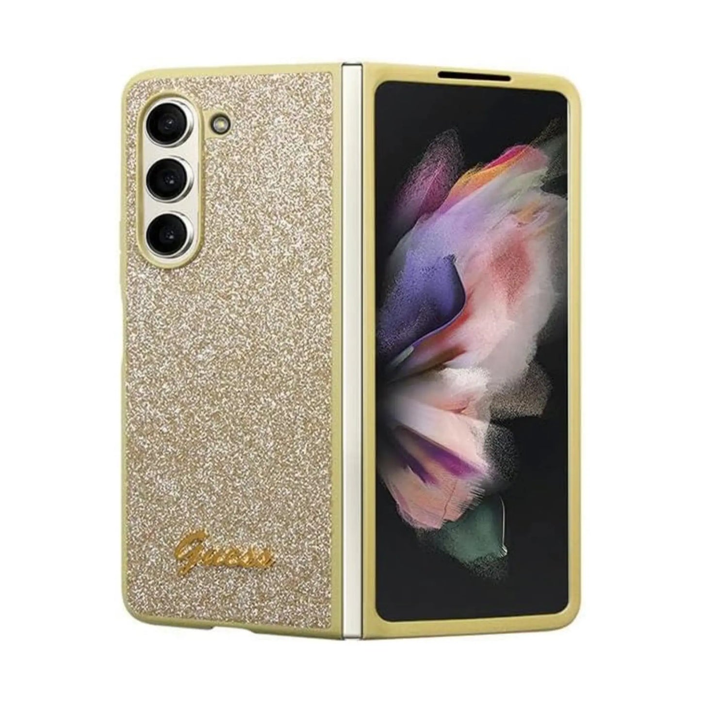 Guess Hülle Glitter Script Gold - Samsung Galaxy Z Fold 5