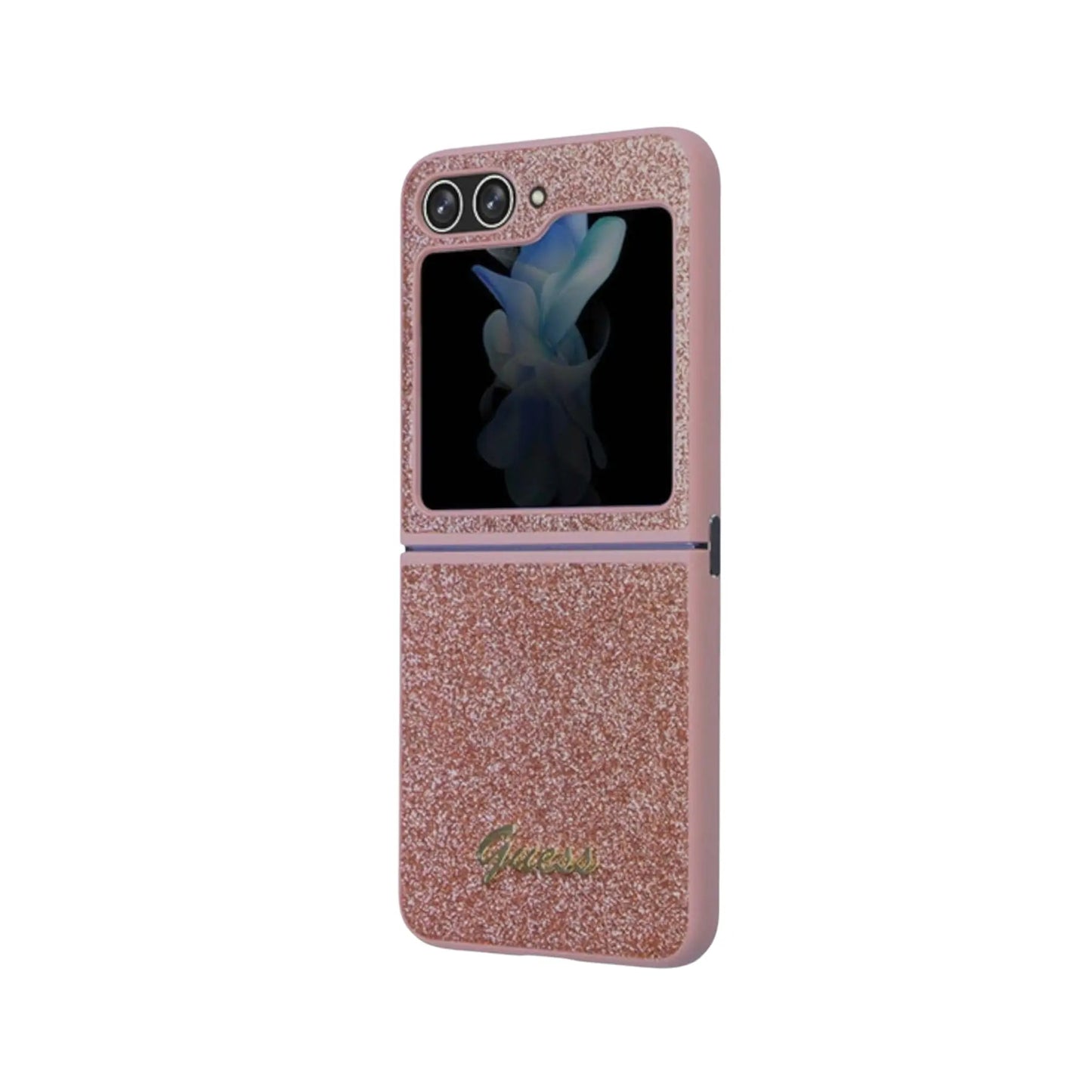 Guess Hülle Glitter Script Rosa - Galaxy Z Flip5