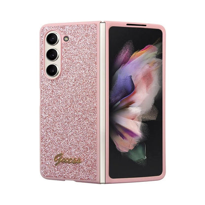 Guess Hülle Glitter Script Rosa - Samsung Galaxy Z Fold 5