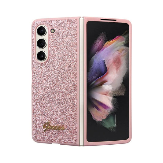 Guess Hülle Glitter Script Rosa - Samsung Galaxy Z Fold 5