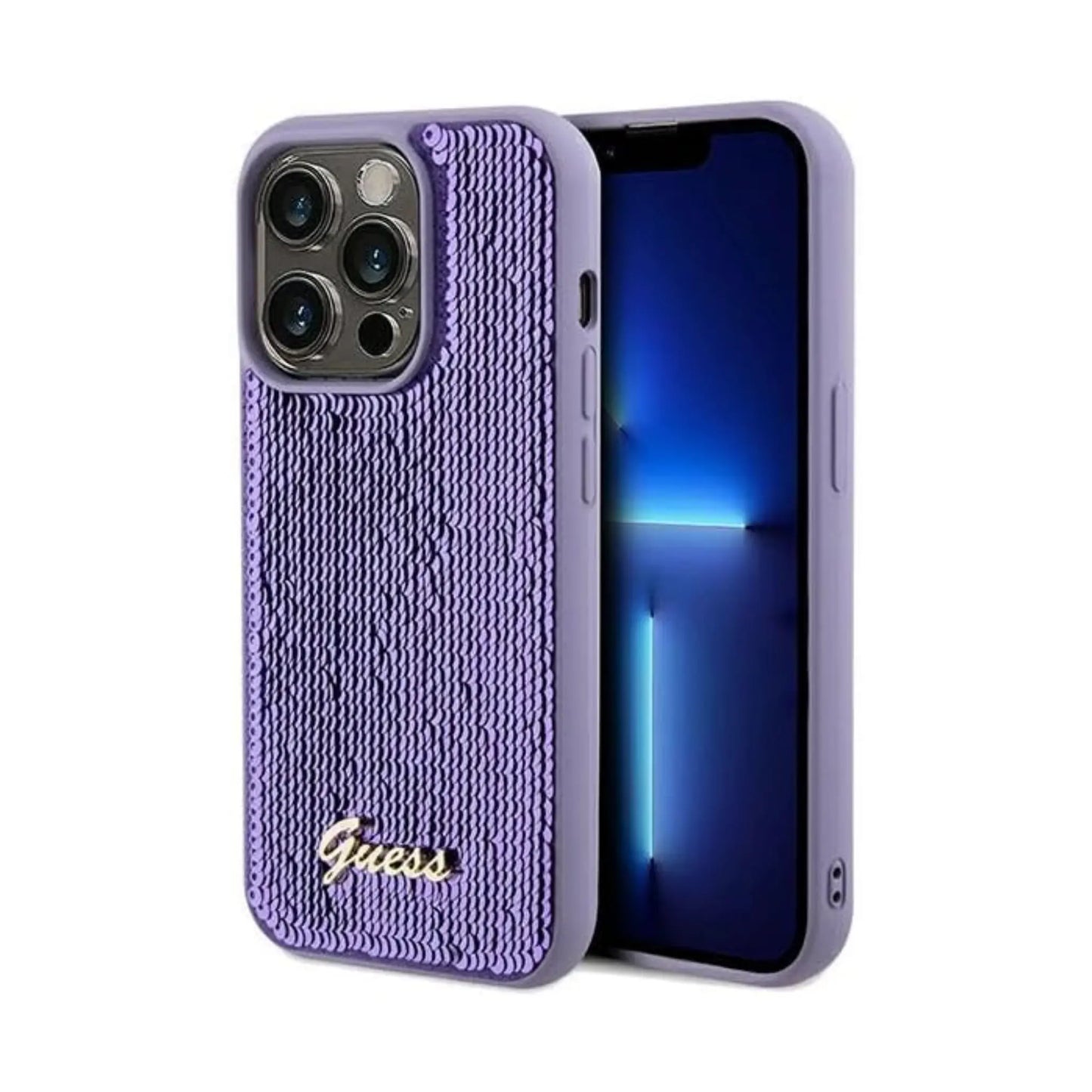 Guess Sequin Script Metal Case Lila – iPhone 14 Pro Max