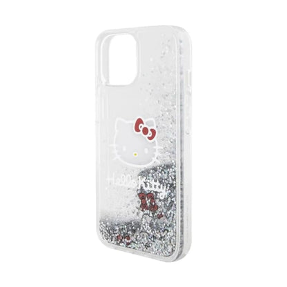 Hello Kitty Liquid Glitter Charms Case, Silber – iPhone 15