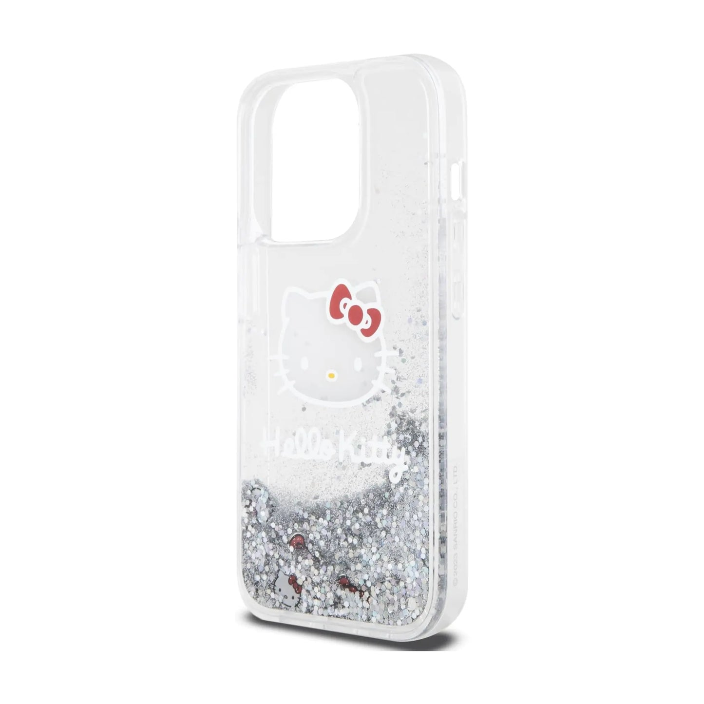 Hello Kitty Liquid Glitter Charms Case, Silber – iPhone 15 Pro