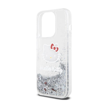 Hello Kitty Liquid Glitter Charms Case, Silber – iPhone 15 Pro